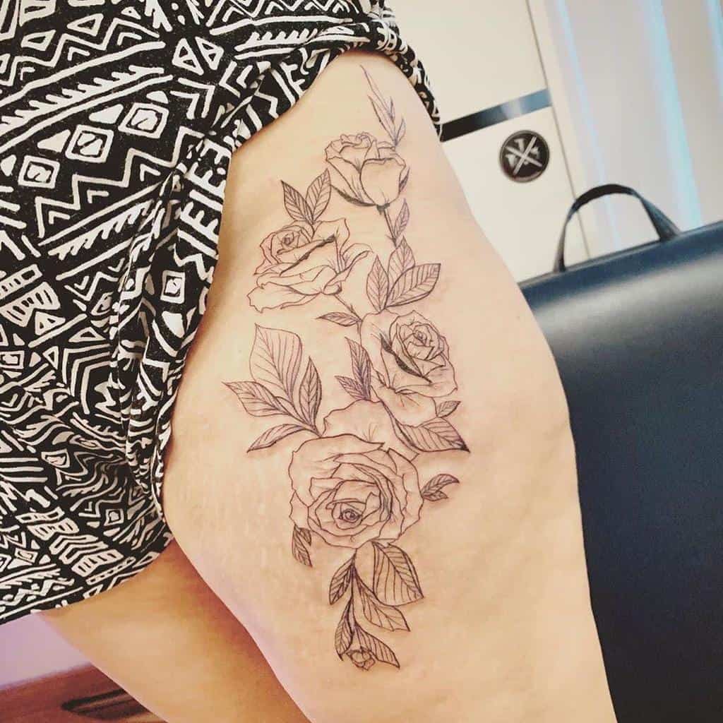 tatouages de vigne rose de cuisse skinfactorylv