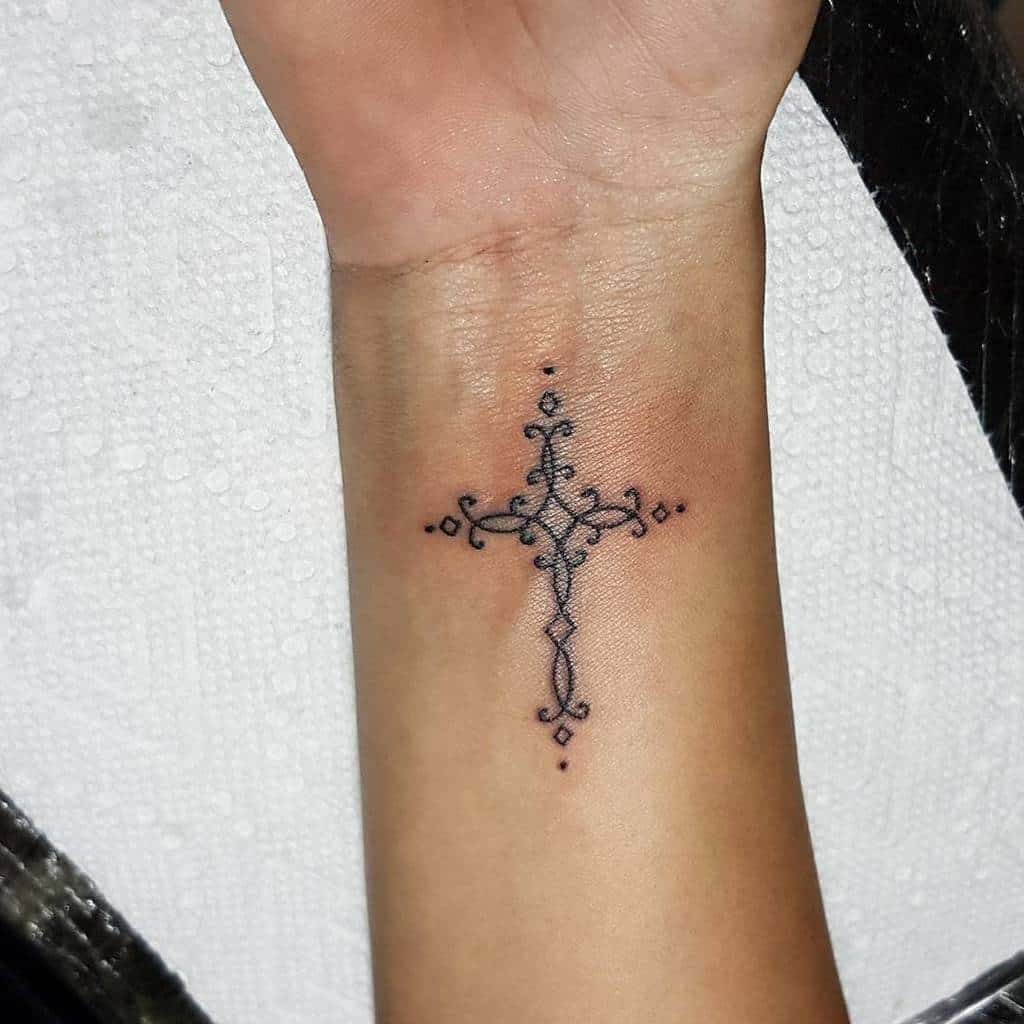 Tatouage du poignet de la petite croix Francesarbie