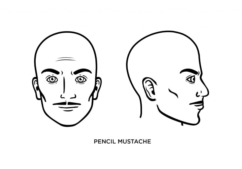 homme chauve avec une moustache de crayon