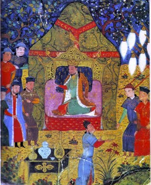 Gengis Khan a proclamé Khagan de tous les Mongols. Illustration tirée d'un manuscrit de Jami' al-tawarikh du XVe siècle. (Domaine public)