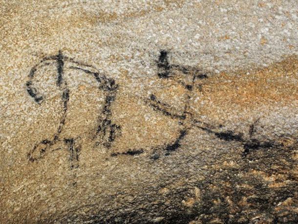 Inscription syllabique cherokee à partir de 1,5 kilomètres dans la grotte Manitou - hauteur moyenne des éléments à la verticale d'environ 80 millimètres. (A. Cressler / Fair Use)