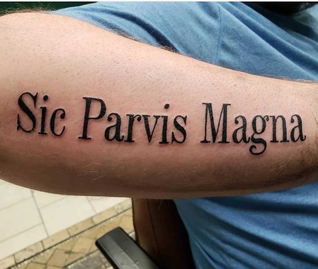 Avant-bras Sic Parvis Magna Tattoos Reegarbarino