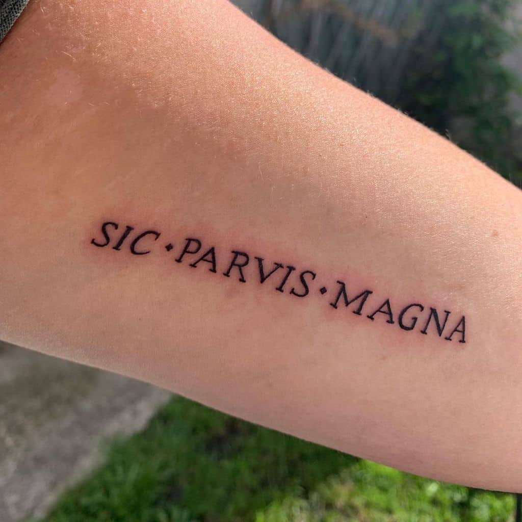Petits tatouages minimalistes Sic Parvis Magna Abbs3y