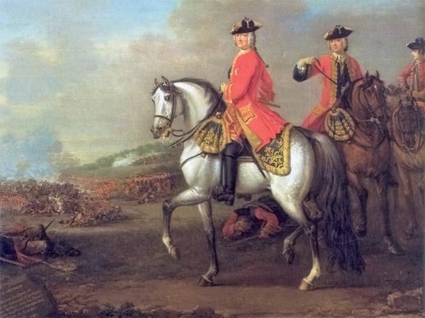 George II imaginé à la bataille de Dettingen en 1743 par John Wootton (domaine public)