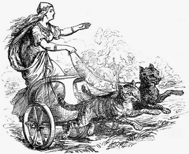 Freyja et son Chariot à traction animale.