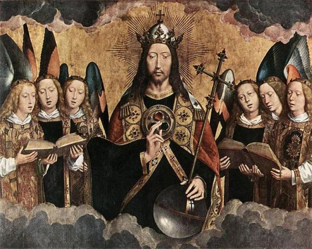 Le Christ entouré d'anges musiciens par Hans Memling, 1480s (domaine public)