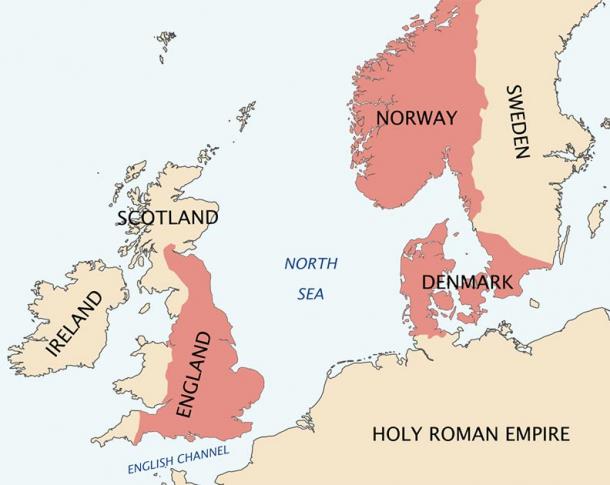 L'empire de la mer du Nord de Cnut le Grand, vers 1030. (CC BY-SA 3.0)