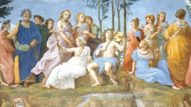 Apollo and the Nine Muses. Source: Erzalibillas / Public Domain.