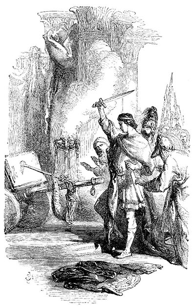 Illustration d'Alexandre le Grand coupant le nœud gordien. (Tony Baggett /Adobe Stock)