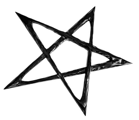 Le symbole du pentagramme à cinq pointes.