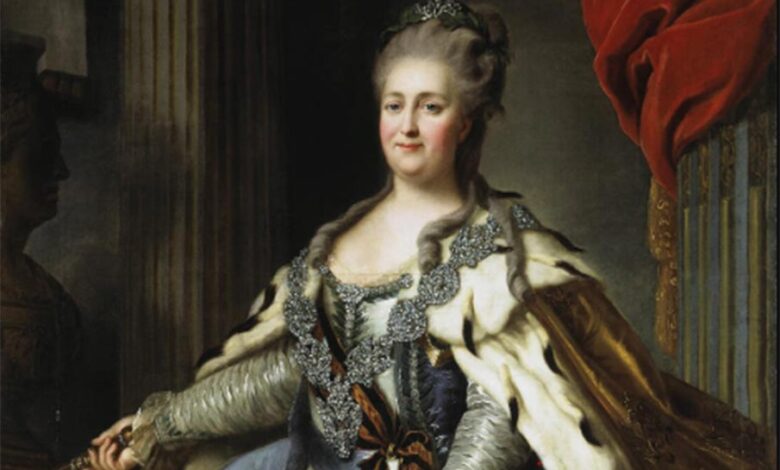 Portrait of Catherine the Great of Russia (1729-1796) (cropped) by Fydor Rokotov      Source: Public Domain