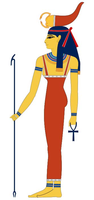 La déesse égyptienne Serqet avec un scorpion sur la tête.