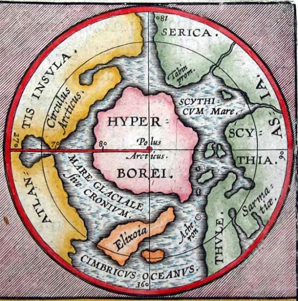 Ancienne carte du pôle nord des terres mythiques comprenant le continent central d'Hyperborea. (Abraham Ortelius / Domaine public)