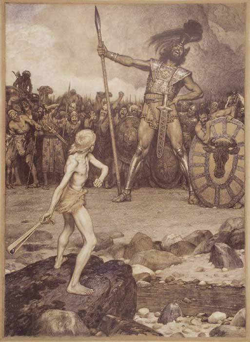 Une illustration de la bataille de David et Goliath par Osmar Schindler, 1888