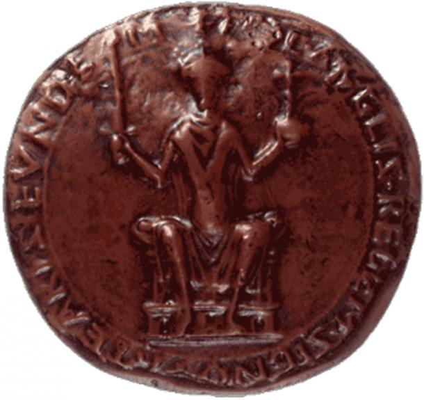 Sceau de Guillaume Duc de Normandie comme roi d'Angleterre. (Les Archives nationales)