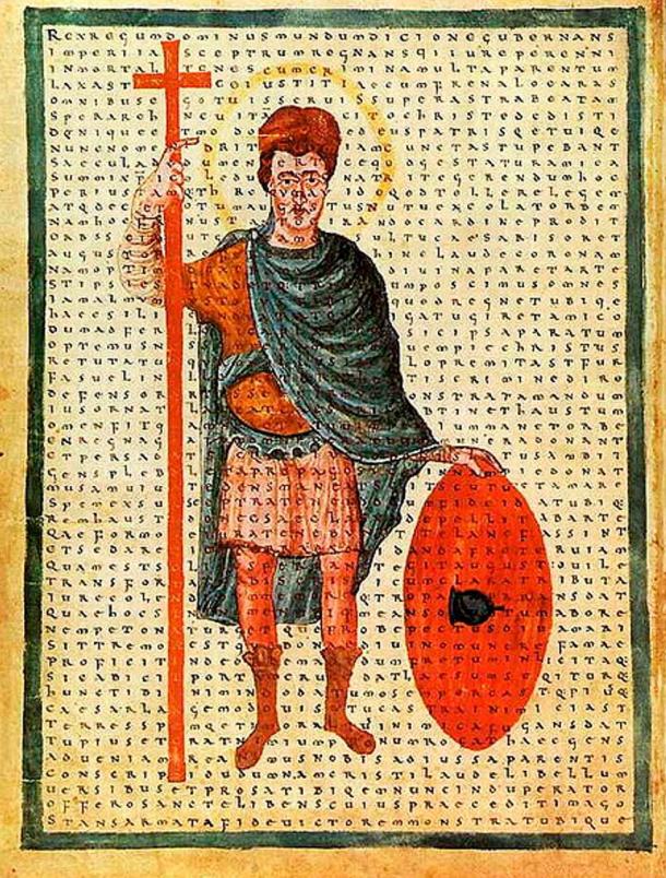 Louis le Pieux, représentation contemporaine de 826 après J.-C. en tant que soldat du Christ