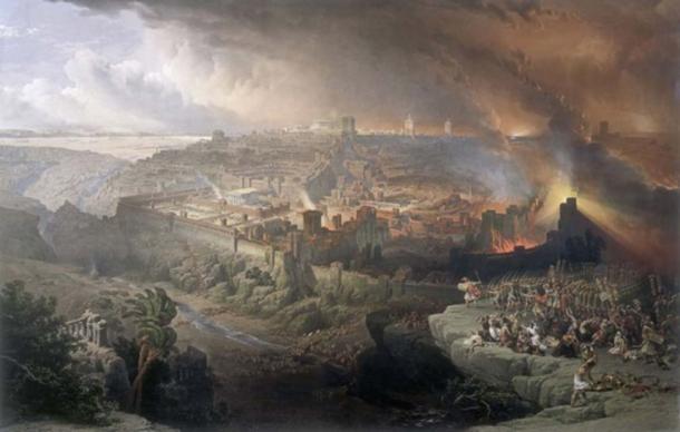 Le siège et la destruction de Jérusalem par les Romains sous le commandement de Titus, peintre, en 70 après J.-C : David Roberts, vers 1850 après J.-C. 