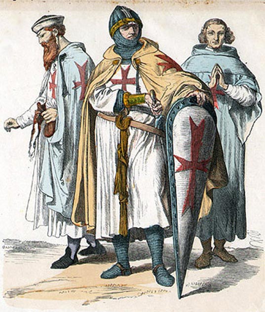 Représentation de trois chevaliers allemands du Temple. (Auteur inconnu / Domaine public)