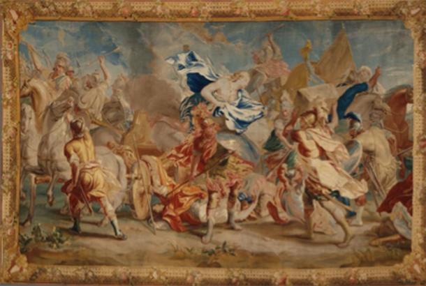 Représentation d'une bataille pendant la guerre de Troie, y compris les chevaux et les chars, où Ménélas a combattu Paris. (Los Angeles County Museum of Art / Domaine public)