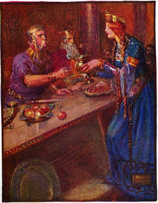 Hroðgar reçoit du vin de la reine.