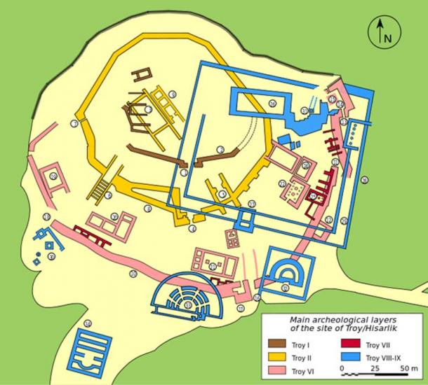 Plan du site archéologique de Troie/Hisarlik.