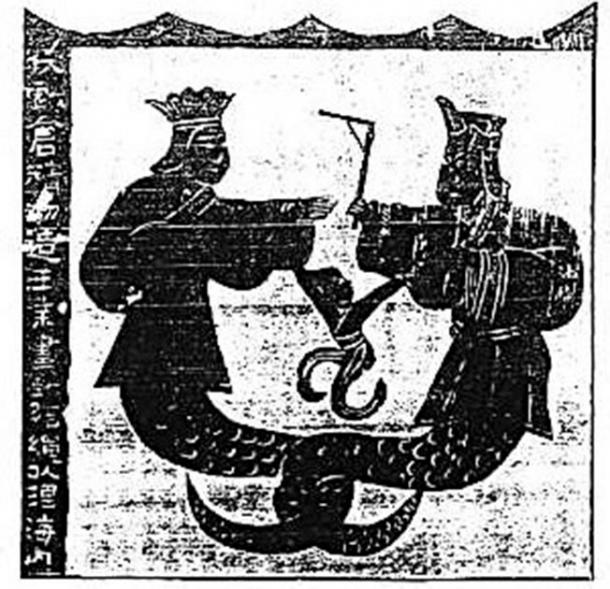 Les Nuwa et les Fuxi sont représentés sur les peintures murales chinoises des sanctuaires de Wu Liang, dynastie Han (206 av. J.-C. - 220 ap. J.-C.). (Miuki / Domaine public)