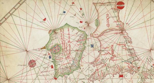 La carte nautique de l'Europe occidentale (1473) montre le Hy-Brasil en forme de cercle 