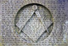 Square & compasses (Insignia of Freemasons) carved into stone. (Public Domain) Part of The Beale Papers Names Cipher C3.