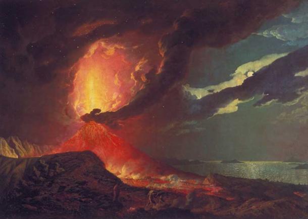 Le Vésuve en éruption, avec vue sur les îles de la baie de Naples, Joseph Writght of Derby, 1776. (Domaine public)