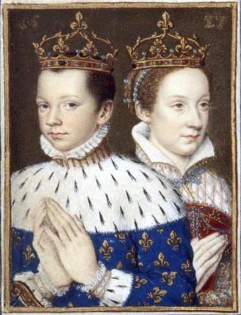 François II, roi de France, et son épouse, Marie Stewart, reine de France et d'Écosse, vers 1558. (Domaine public)