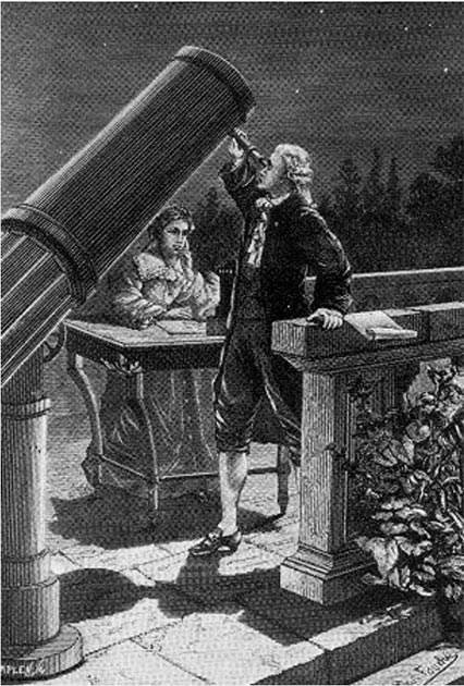 Caroline Herschel prend des notes alors que son frère William observe le 13 mars 1781, la nuit où William a découvert Uranus. (H.Seldon / Domaine public)