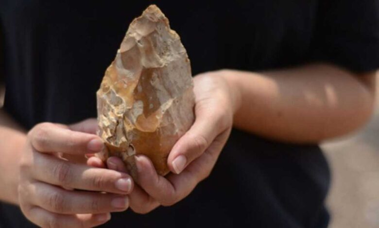 Prehistoric hand axe found in Israel.