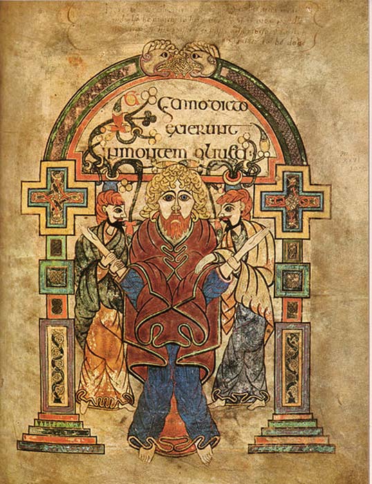 Livre de Kells, Arrestation du Christ. (Numérisé à partir des Trésors de l'art irlandais de 1500 avant J.-C. à 1500 après J.-C.)