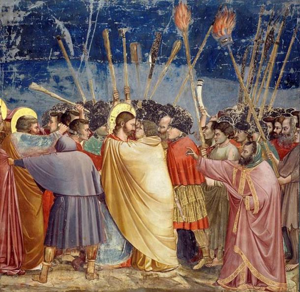 Le baiser de Judas (1304-06), fresque de Giotto, Chapelle des Scrovegni, Padoue, Italie