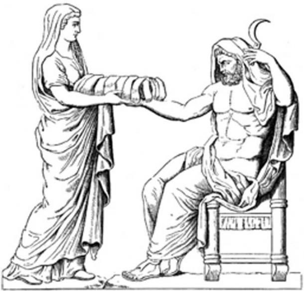 Rhéa a donné une pierre à Cronos au lieu de Zeus, qui venait de naître. (Shakko / Domaine public)