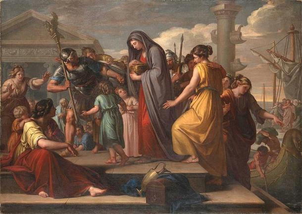 Agrippine et ses enfants en deuil sur les cendres de Germanicus. (Gavin Hamilton / Domaine public)