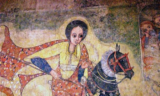 Peinture du XVIIe siècle de la reine de Saba provenant d'une église de Lalibela, en Éthiopie. (Magnus Manske / CC BY-SA 2.0)