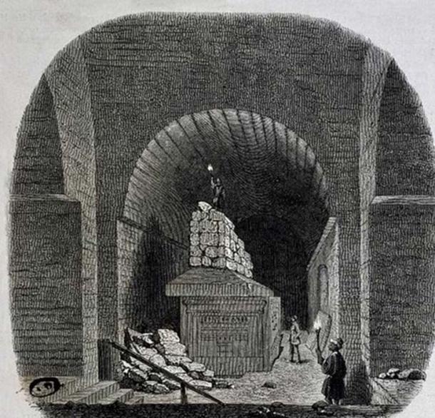Serapeum de Saqqara. Le Serapeum de Memphis, Vue interieure. Illustration pour Le Magasin Pittoresque (1855). (GRESPO)