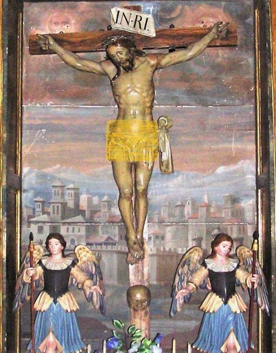 La statue du Christ in situ dans l'église de Santa Agueda, Sotillo de la Ribera