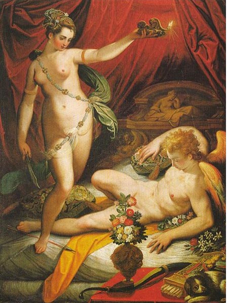 Amour et Psyché(1589), huile sur toile de Jacopo Zucchi