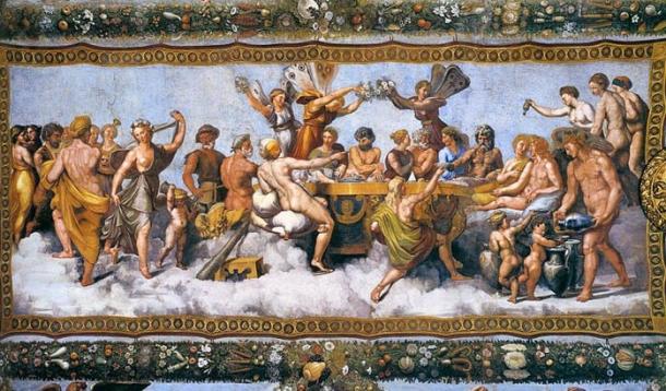 Banchetto nuziale - Le banquet de mariage de Cupidon et Psyché, fresque (1517) de Raphaël