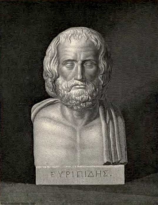 Buste d'Euripide ; frontispice des 