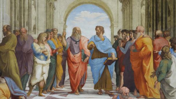 Platon et Aristote sur l'école d'Athènes, fresque, Raphaël 1509-1511
