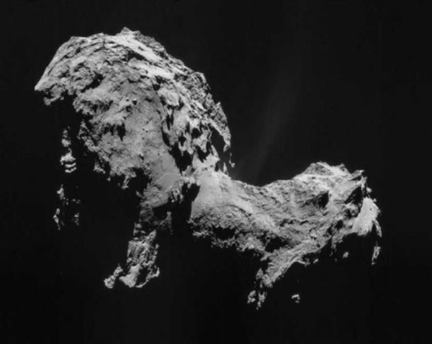 La comète Churyumov-Gerasimenko en septembre 2014 telle qu'imaginée par Rosetta. 