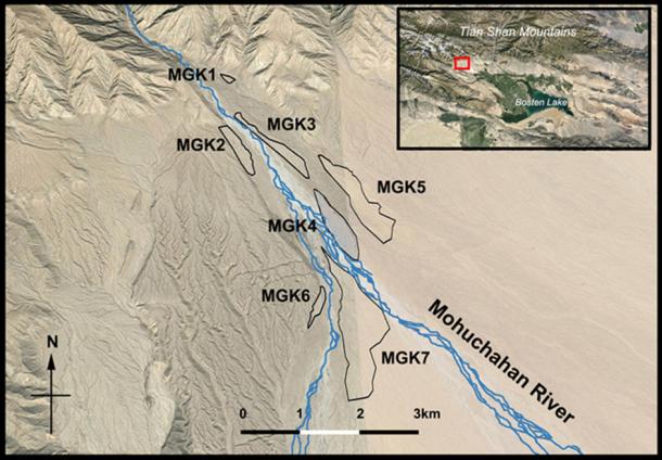 Les chercheurs ont identifié sept zones le long de la vallée du Mohuchahan (MGK), où d'anciens systèmes d'irrigation fonctionnaient autrefois. L'étude actuelle se concentre sur la parcelle MGK4.