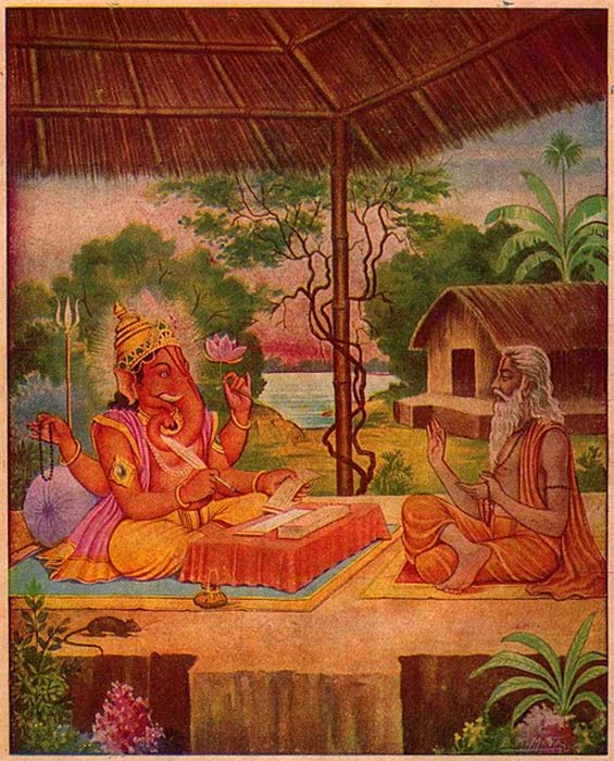 Vyasa et Ganesha écrivant le Mahabharata. (Domaine public)