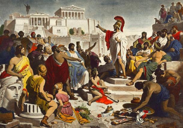 Peinture de Périclès prononçant le discours des funérailles