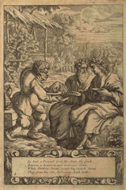 L'esclave Esope au service de deux prêtres - Esope tel que représenté par Francis Barlowin dans l'édition de 1687 des 