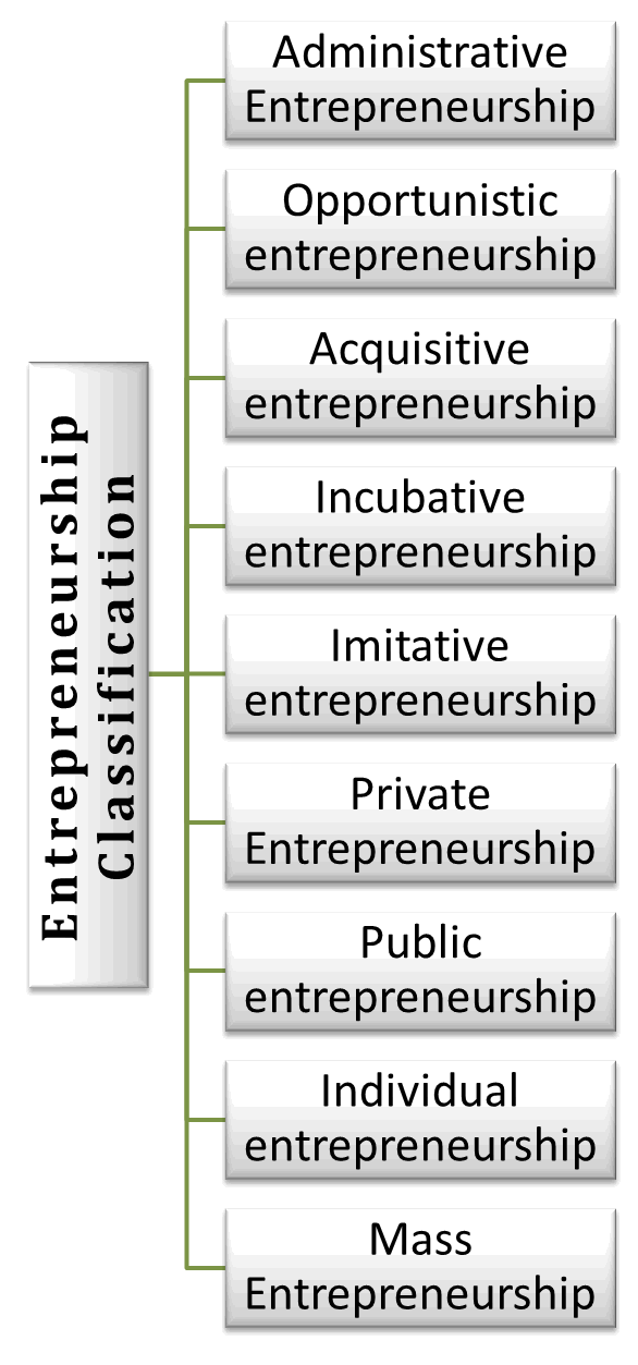 L'entrepreneuriat est classé en neuf types